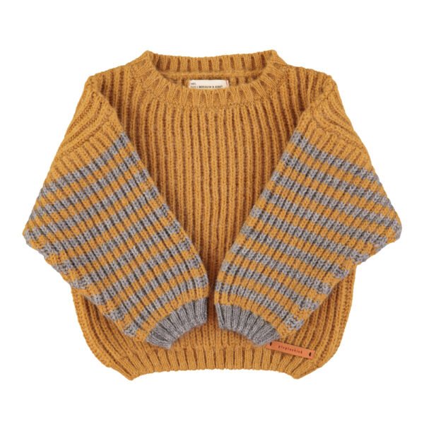 Knitted sweater Camel & grey stripes piupiuchick 1