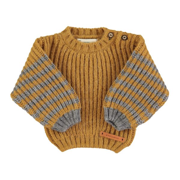 Knitted sweater Camel & grey stripes piupiuchick baby 1