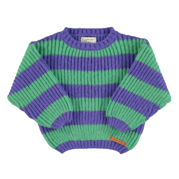 Knitted sweater Green & purple stripes piupiuchick 1