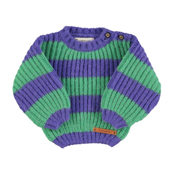 Knitted sweater Green & purple stripes piupiuchick baby 1