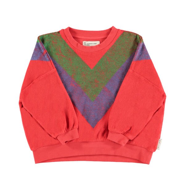 Terry cotton sweatshirt Red multicolor triangle print piupiuchick 1